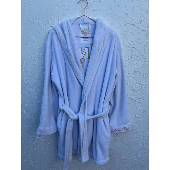 PINK Victorias Secret Womens Hooded Bling Sherpa Robe White Sz M/L - Picture 11 of 11